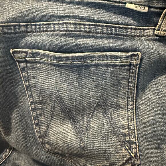 MOTHER Denim Side Racer Stripe Cutoff Shorts, Thunderstruck Wash, Size 29 - Picture 3 of 5